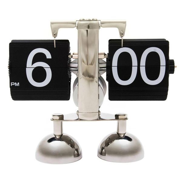 Настольные часы с перекидным табло на двух ножках Flip Clock (черный)