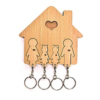 Ключница с набором брелоков «Семья с двумя дочками»