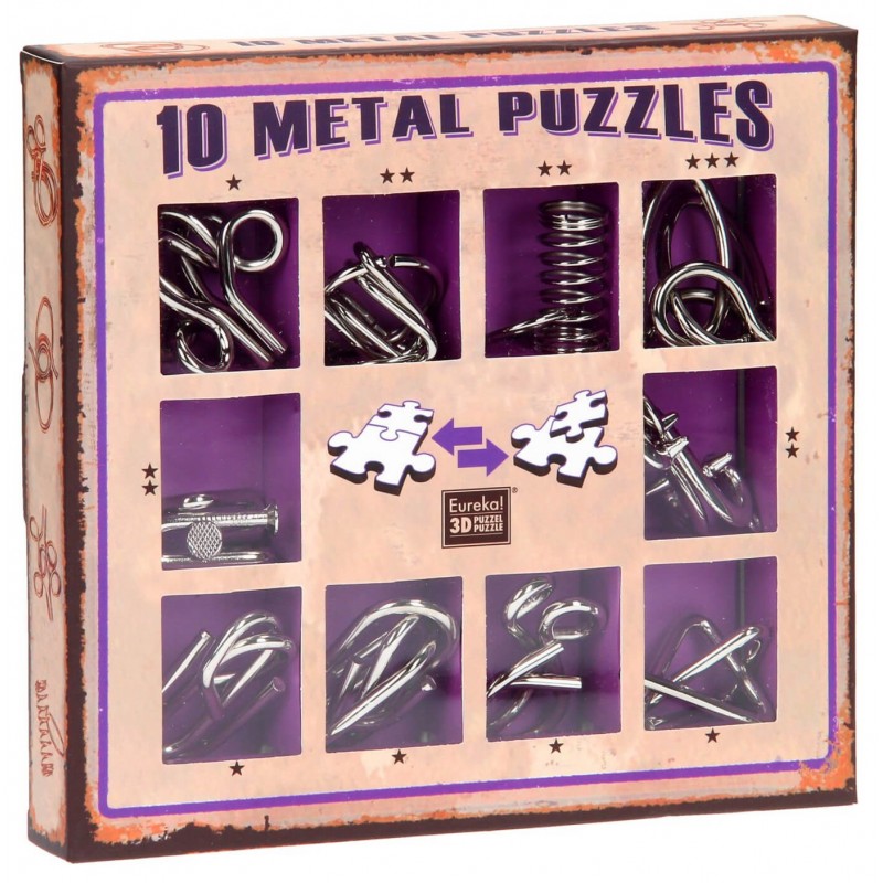 Набор из 10 металлических головоломок (фиолетовый)