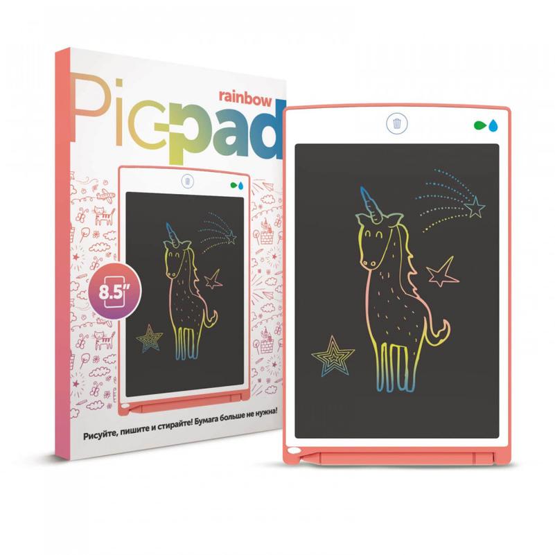 Планшет для рисования Pic-Pad Pink Rainbow, с ЖК экраном и функцией блокировки экрана, розовый, PPPINK