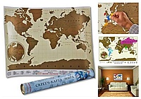 Скретч-карта мира, стирающая карта путешествий.